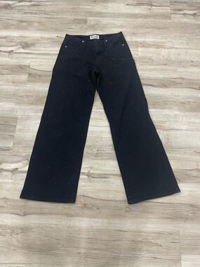 No Boundaries Black Wide-Leg Jeans with Speckled Detail